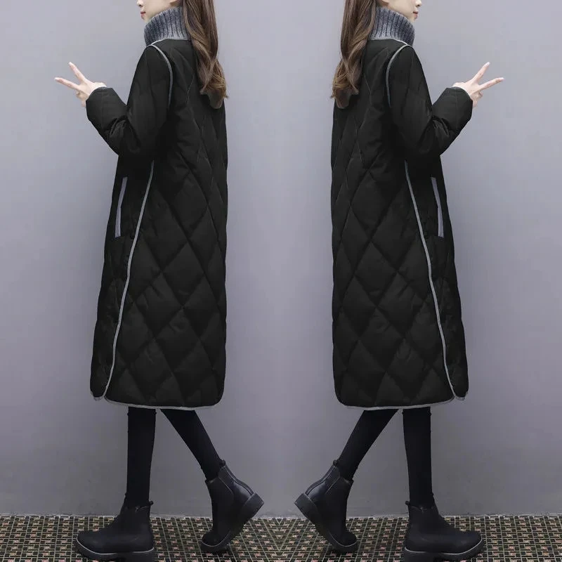 Female 2022 Autumn Winter New Down Padded Jacket Women Mid-Length Fashion Loose Over-the-knee Padded Jacket Korean Version 89