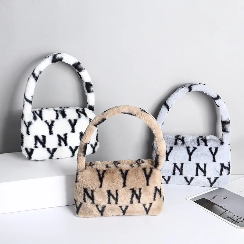 Handbags Women Bags Purses and Luxury Designer Leopard Grain Axillary Package Little Plush Cute Side Bag Satchels | Багаж и сумки