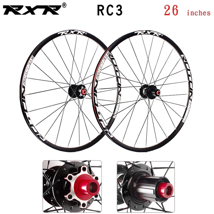 26RC3 black 100x142 RXR горный велосипед внедорожный MTB Углеродные колеса 26 дюймов RC3 дисковый тормоз 5 подшипников 7-11speed через ось/QR колеса велосипеда - Цвет: 26RC3 black 100x142