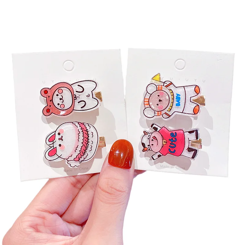10 unids/set nuevos ni&ntilde;os de dibujos encantadora decoraci&oacute;n para el cabello broches pelo Clips chicas lindo animales Copa horquillas de pelo de moda Accesorios-4