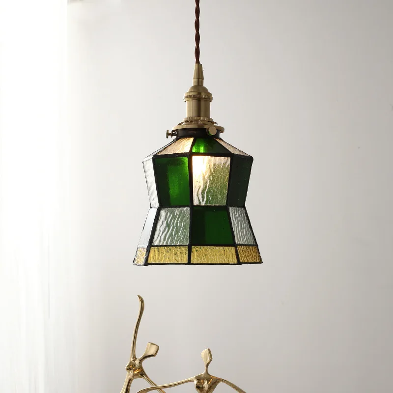 

Стеклянная люстра ручной работы, японская садовая латунная лампа B & B для ресторана, спальни, прикроватная теплая ретро люстра