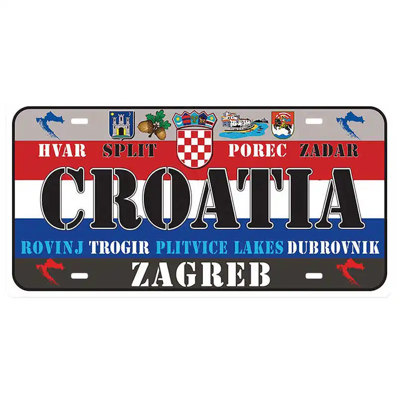 Croatia Национальный стиль оловянный знак декоративный номерной знак табличка металлическая винтажная настенная табличка домашний бар Декор железная живопись металлический плакат - Цвет: Croatia