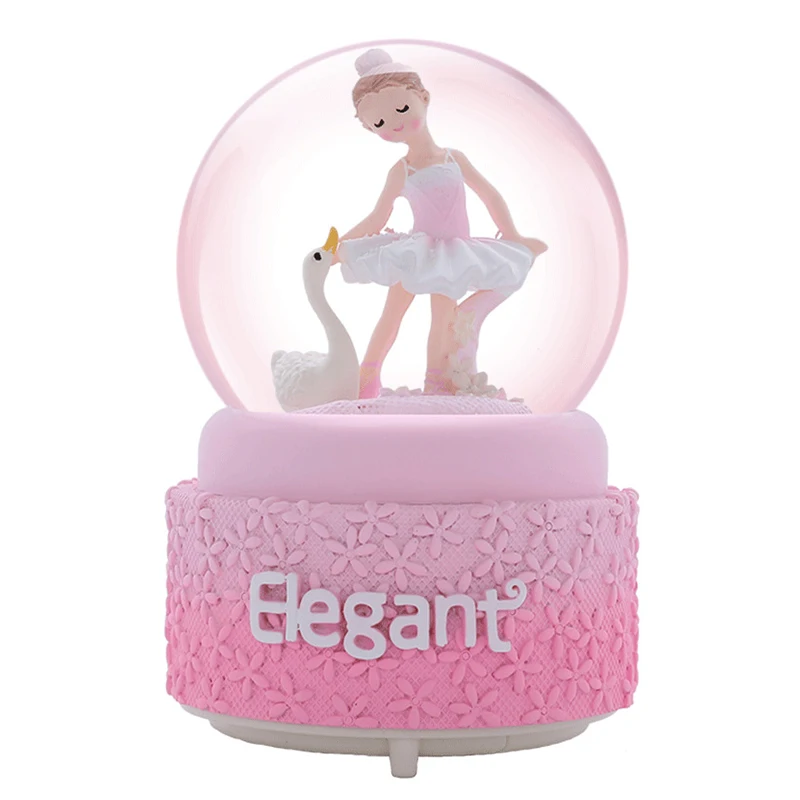 Ballet Girl 3D External Turn Crystal Ball Figurines Dancer Lady Miniature Model Music Box Wedding Decoration Craft Birthday Gift | Дом и сад