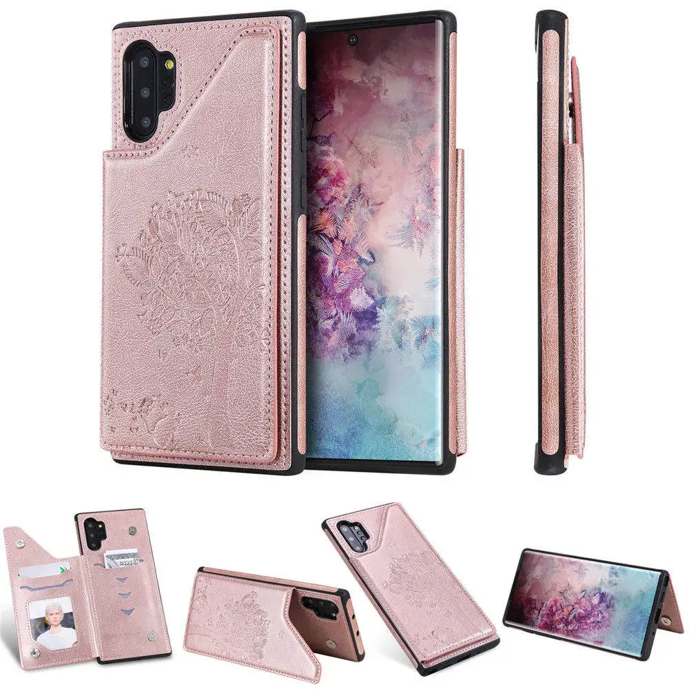 Для samsung Galaxy Note 10 Note 10+ 5G Чехол кожаный флип чехол-портмоне держатель чехол для samsung Note 10pro Note10 Plus Fundas - Цвет: Rose Gold