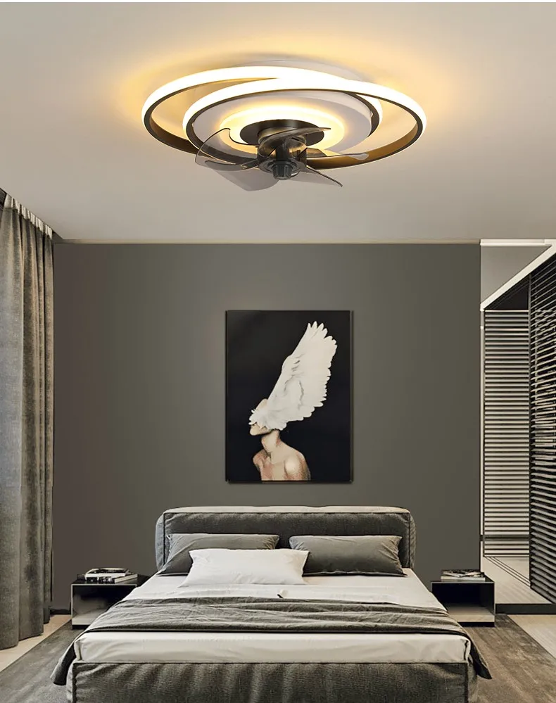 

European modern simple ceiling fan living room bedroom dining room study household ceiling fan fashion decoration