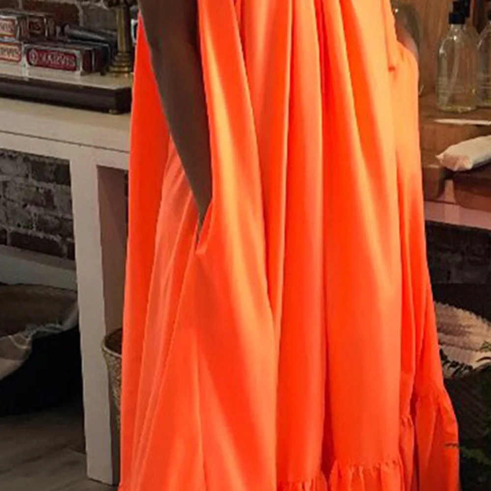 Женское платье на бретельках повседневное летнее сексуальное длинное большого