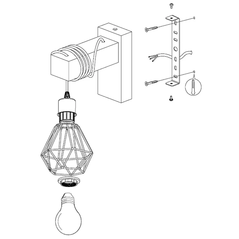 Американская деревянная художественная железная крышка E27 держатель лампы для