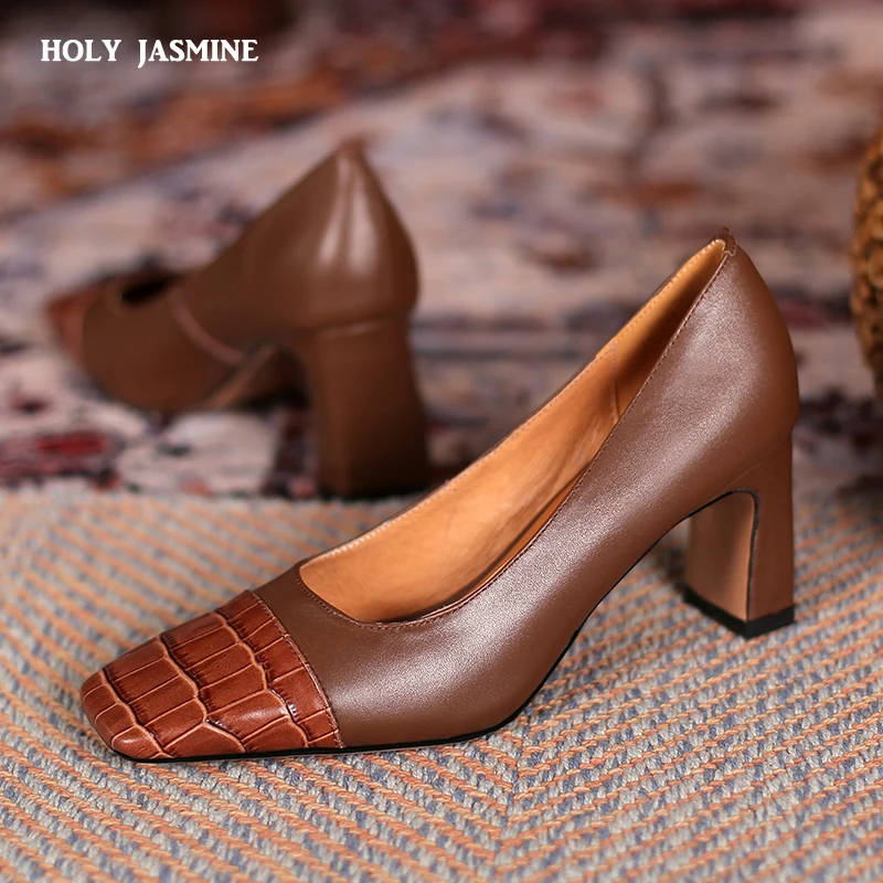 

Shallow High Heels Pumps for Women Spring Newest Genuine Leather Shoes Woman Heels 2021 Spring Working Wedding Women Shoes New