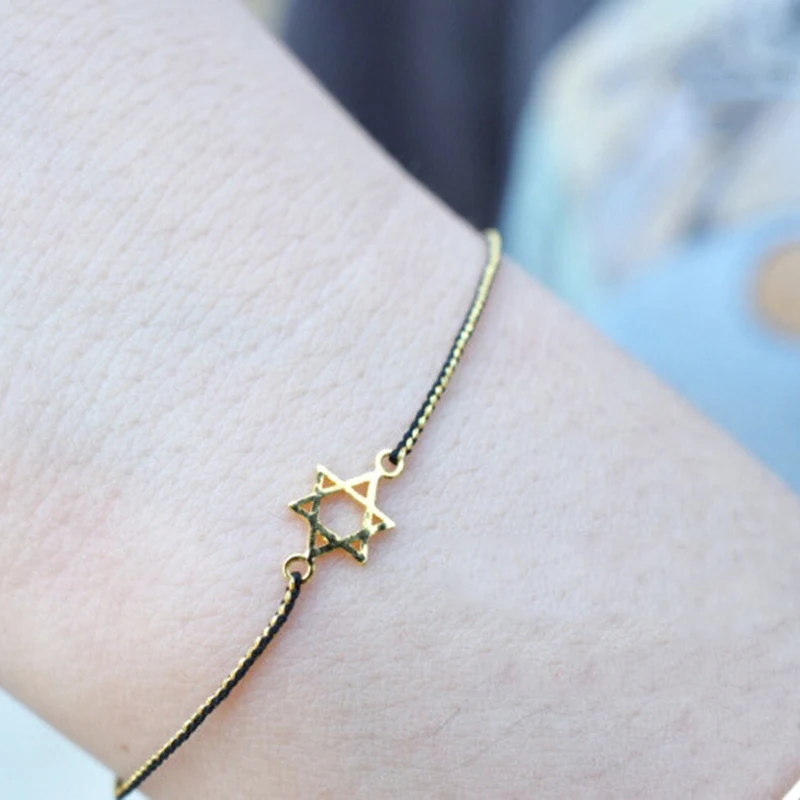 24K Goud Mevrouw Armband Ster Symbool 18K Gouden Staart Gesp Handgeweven Rode Touw-Frosted Glad Pols 13-20 см
