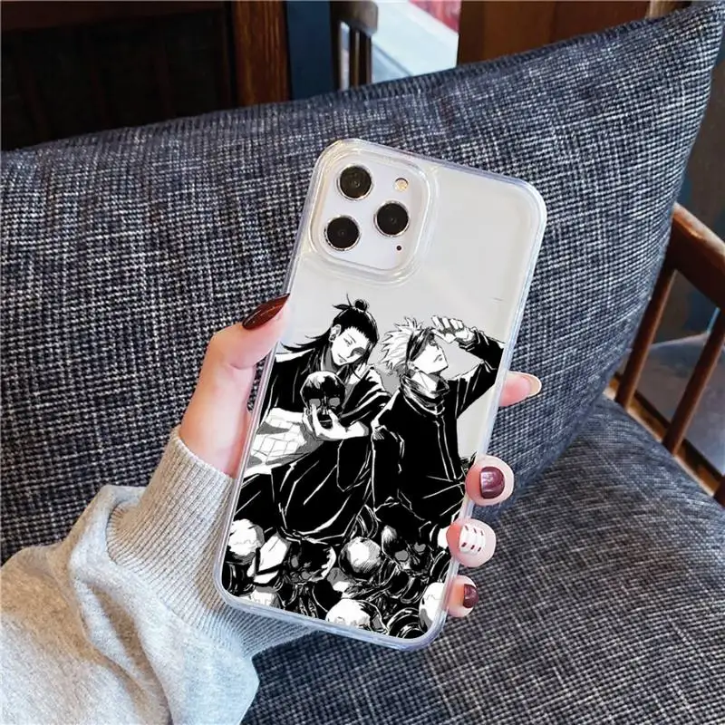 

Japanese Anime Jujutsu Kaisen Phone Case Transparent for iPhone 12 11 mini pro XS MAX 6 6S 8 7 Plus X 5S SE 2020 XR