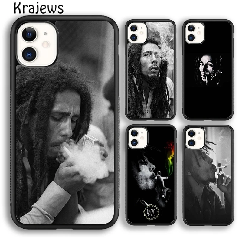 Krajews Чехол для телефона Bob Marley Smoking Soft для iPhone 14 5 6s 7 8 plus X XR XS 11 12 13 pro max Samsung S21 S22 ultra Plus on.