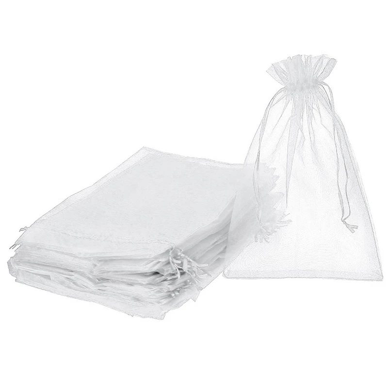 

Pack of 100 Organza Gift Bags Drawstring Jewelry Candy Pouches for Wedding Birthday Party Favor Christmas Wrapping (7.9 x 11.8 I