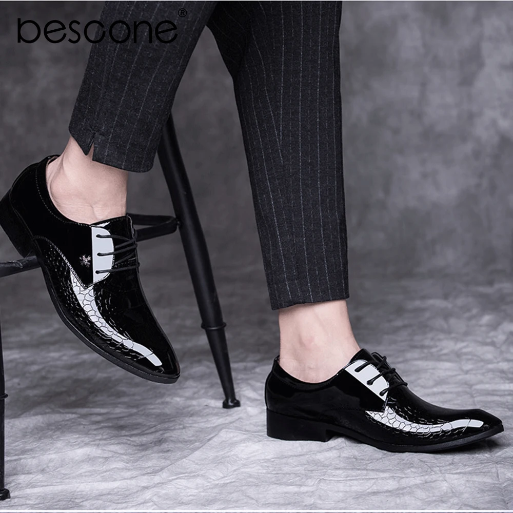 BESCONE/деловая Мужская официальная обувь высококачественные офисные туфли-Дерби с