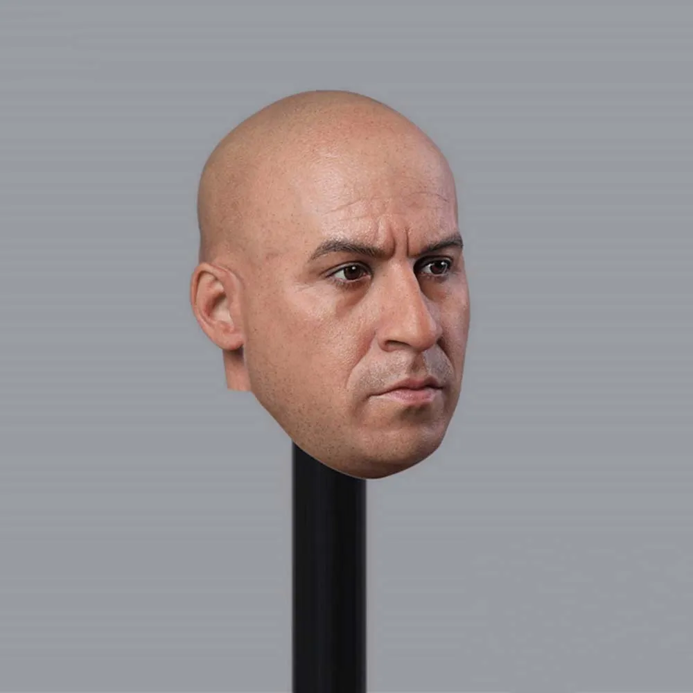

1/6 Scale GC030 Male Head Sculpt Tough Guy Superstar Vin Diesel Carved Model for 12'' Male Figure Doll Body