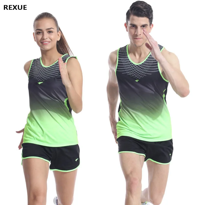 New running set Men Marathon Clothes Vest+Shorts Racing kits Track Jogging Suit Sportwear Sports Set Running Outdoors | Спорт и
