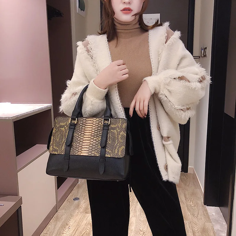 Новые роскошные сумки женские дизайнерские кожаные модные с принтом змеи