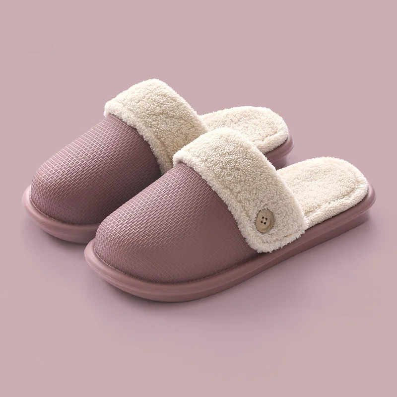 Hot Women Home Slippers Winter Warm Shoes Plush Cotton Non Slip Waterproof Thick Sole Soft Indoor Couples Shoes Chaussure Femme
