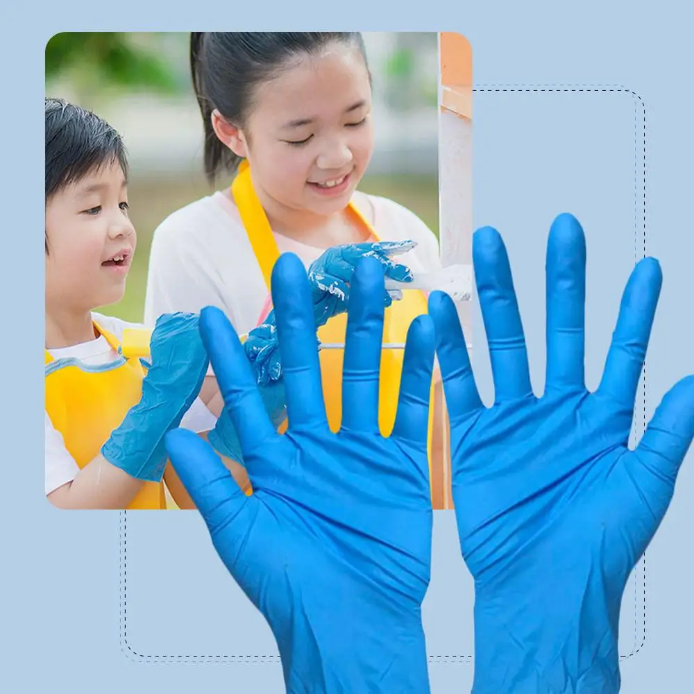 20pcs Children's Blue Disposable Latex Gloves Nitrile Protective Safety Universal for Left and Right Hands Kids | Детская одежда и