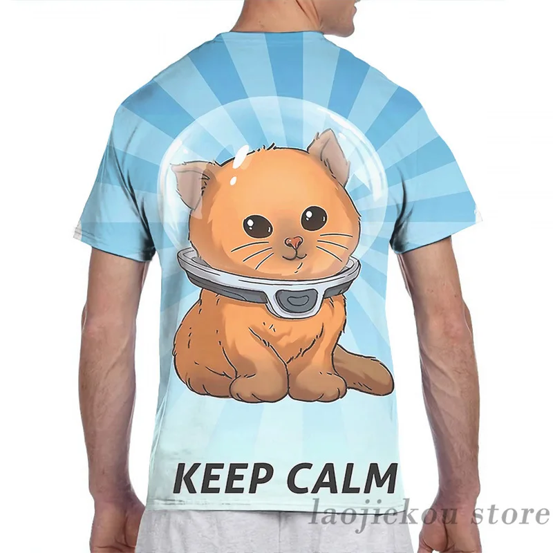 Мужская футболка Subnautica с надписью Keep Calm Kitty женская модная принтом по всей длине