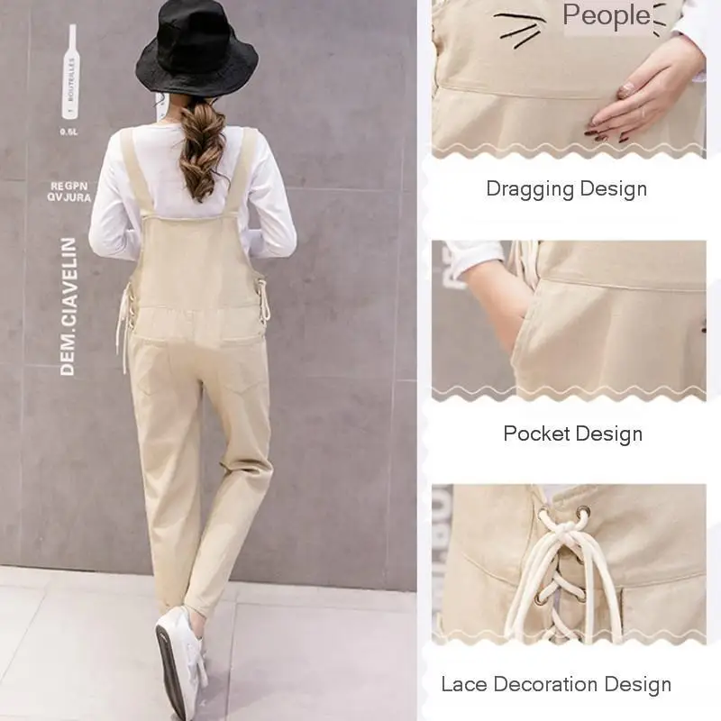 Женский хлопковый комбинезон для беременных с вышивкой кошки на бретелях