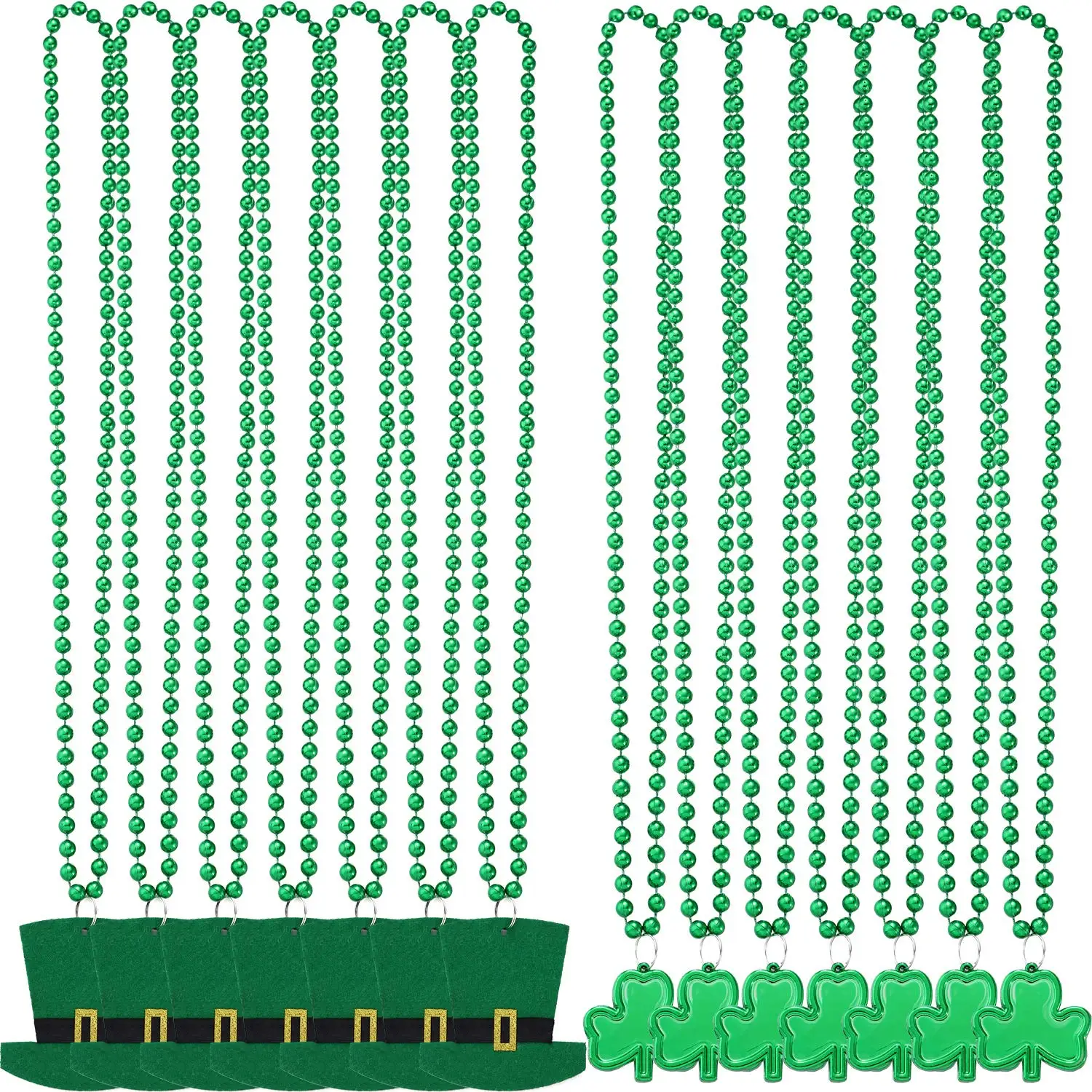 

14PCS St. Patrick's Day Jewelry Set Irish Holiday Jewelry Bead Chain Necklace 14 Piece Set Lucky Irish Dress