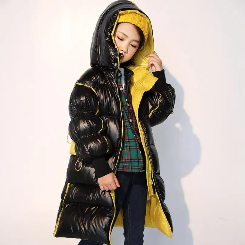 Модное глянцевое пуховое пальто с лазерным наполнителем зимняя теплая куртка