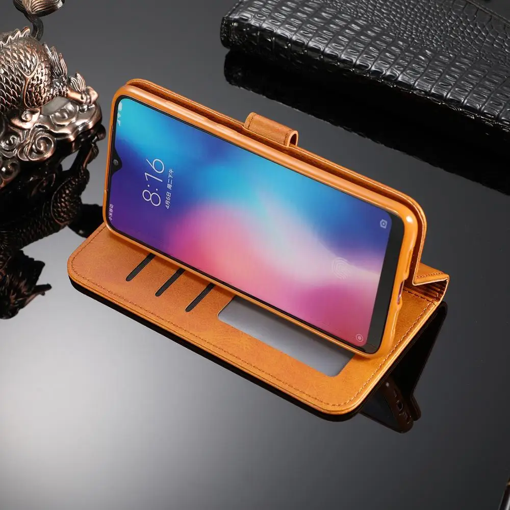 Кожаный флип чехол с магнитной абсорбцией для Xiaomi Redmi Note 7 в стиле ретро кошелек