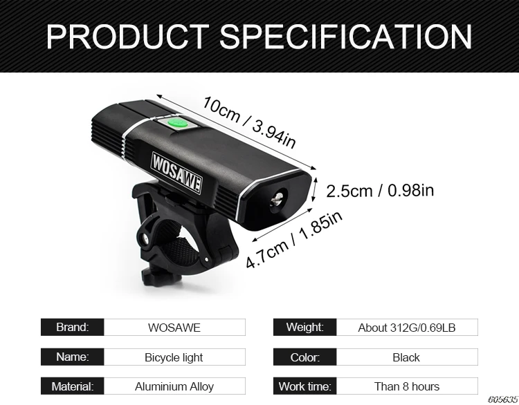 WOSAWE USB Аксессуары для велосипеда перезаряжаемый велосипедный фонарь на руль велосипедный светодиодный светильник 18650 Батарея Вспышка светильник фонарь передняя лампа