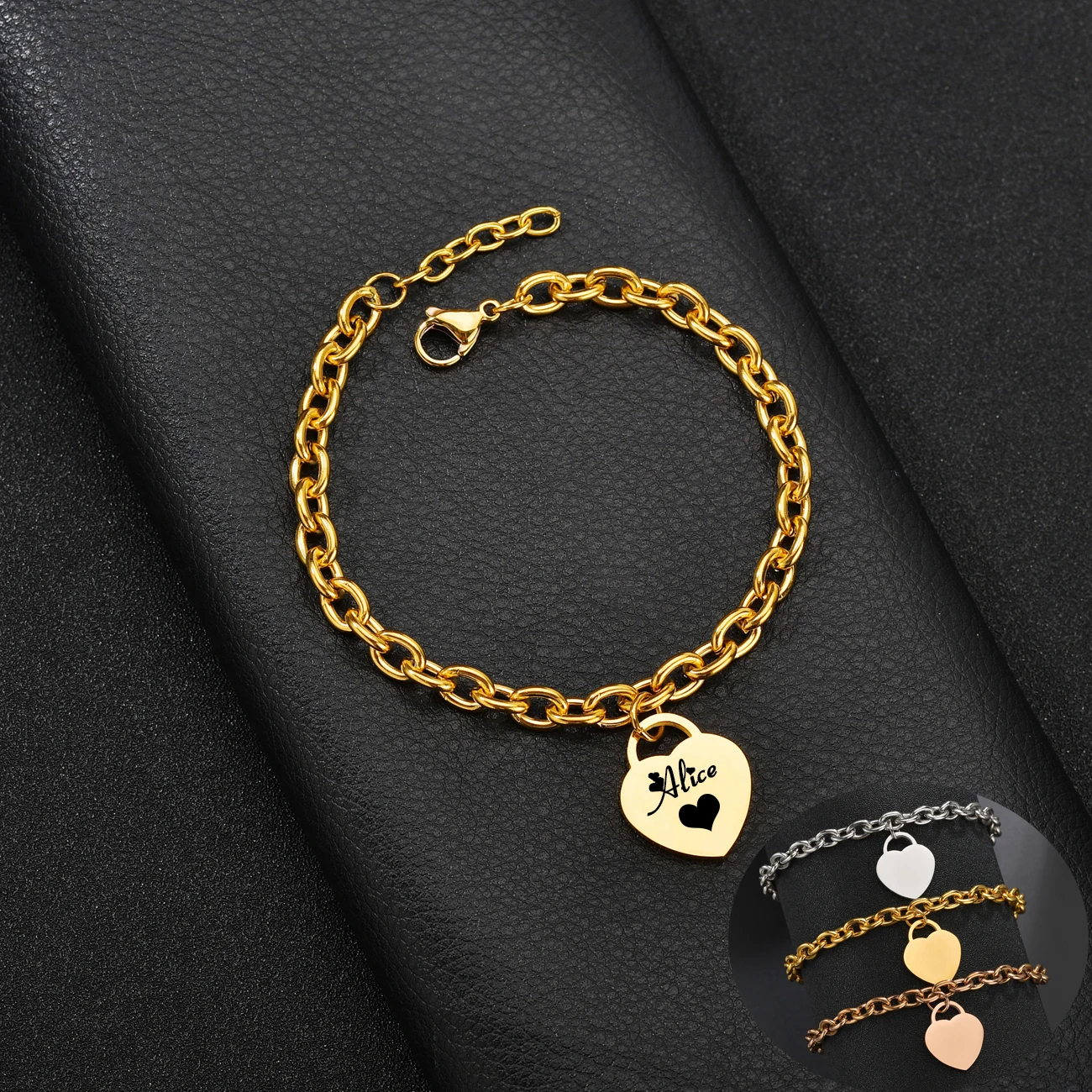 

Fashion Engrave Name Woman Bracelets Gold Color Stainless Steel Adjustable Kids Adult ID Personalized Girls Boy Birthday Jewelry