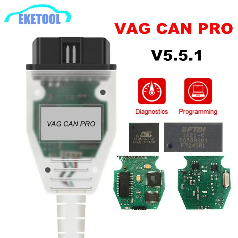 Новинка для VAG CAN PRO V5.5.1 поддерживает CAN BUS K-Line UDS работает для AUDI/VW VCP OBD2 Диагностический кабель с FTDI FT245RL