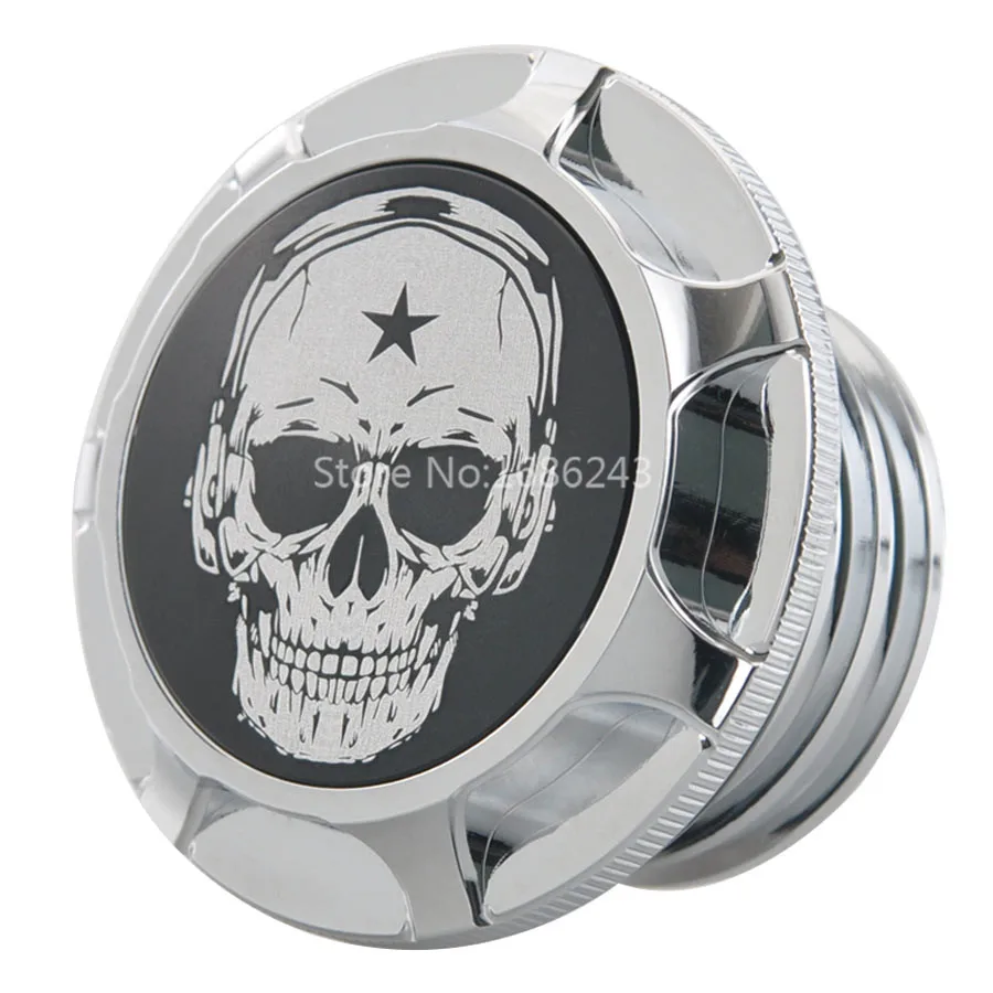 Алюминиевая крышка для мотоциклетного бака с изображением черепа звезды
