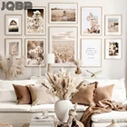 Пони птица девушка Пшеница тростник дикое растение Настенная Картина на холсте скандинавские постеры и принты настенные картины для гостиной домашний декор