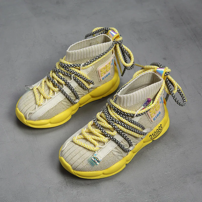 Размеры 21-31 вязаные кроссовки для маленьких мальчиков и девочек детские школьные