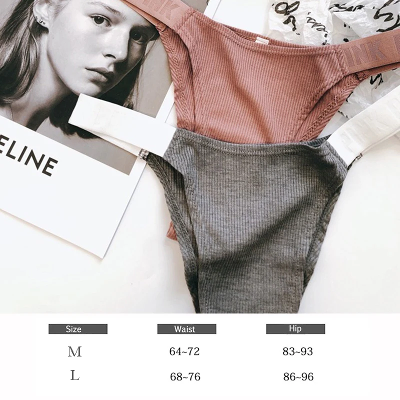 

Subeltie PINK Letter Sexy Women's G-String Underwear Seamless Cotton Panties Low Waist Female Fashion Belt Thongs Lady Lingerie