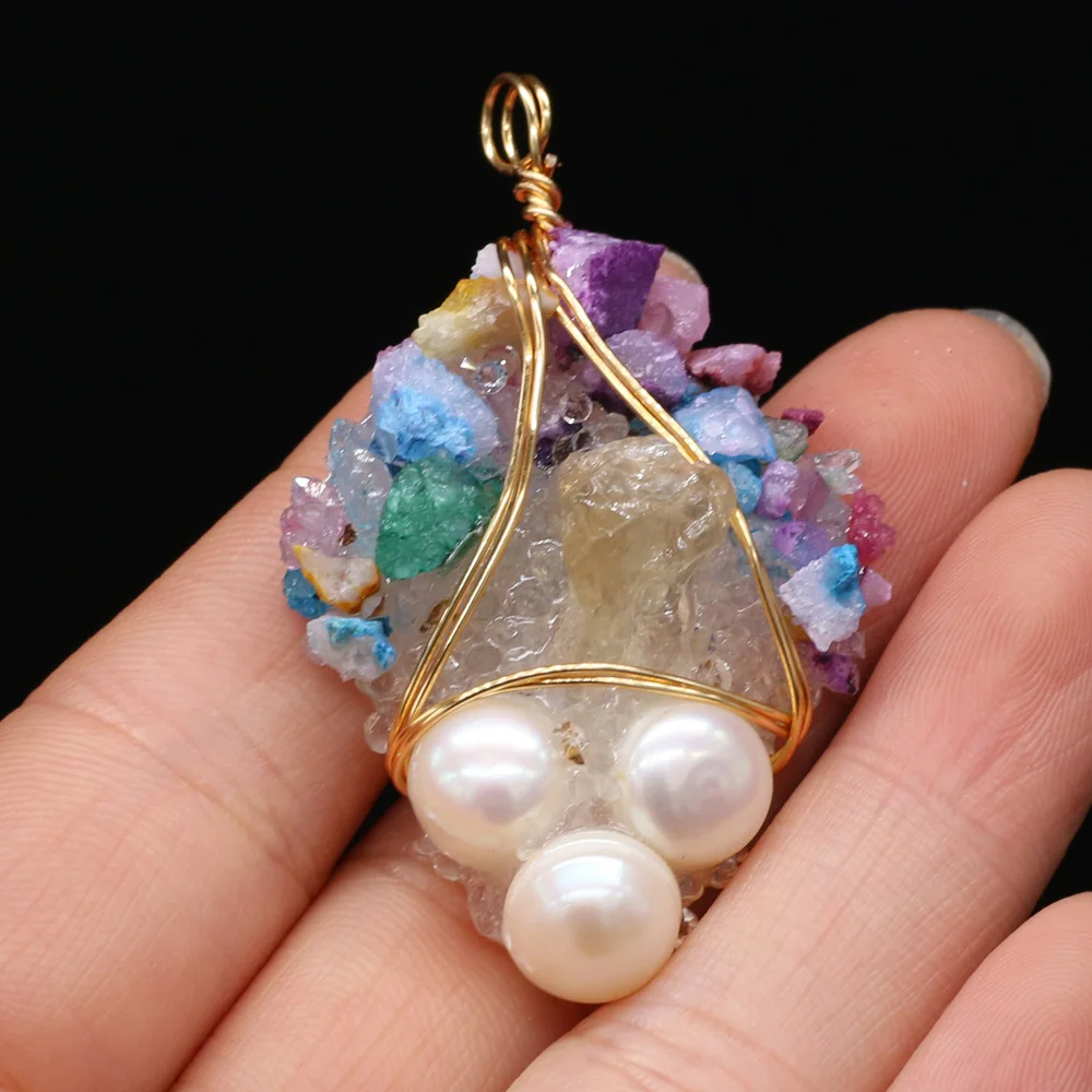 

Natural Freshwater Pearls Pendants Reiki Heal irregular Agated Druzy for Jewelry Making DIY Necklace Earring Gift Accessories