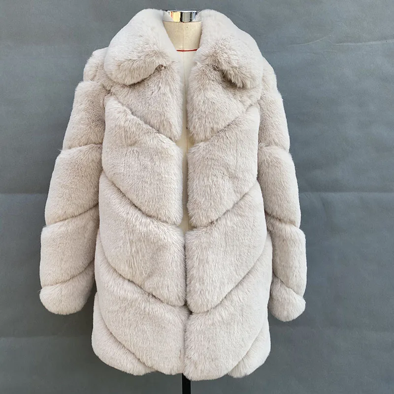 FANPUGUIZHEN Women's Jacket Faux Fur Coat From Artificial Autumn Winter Female Oversize Warm Outerwear Clothing