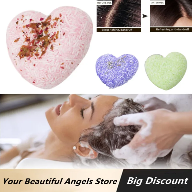 3pcs Handmade Beauty Hair Natural and Healthy Pure Plants Essential Oil Heart Shaped Shampoo