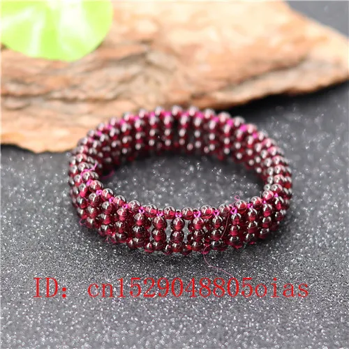 Натуральный 4 мм красный гранат эластичные бусины браслет модный очаровательный