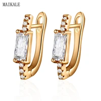 maikale simple charm zircon stud earrings for women square cubic zirconia cz metal samll earing fashion jewelry accessories gift
