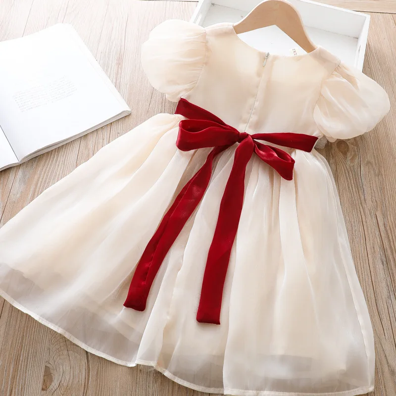 

Ladylike Girls Dresses New Summer Kids Cute Bow Baby Costumes Children Sweet Party Outfits Preppy Style Kids Clothes for Teens