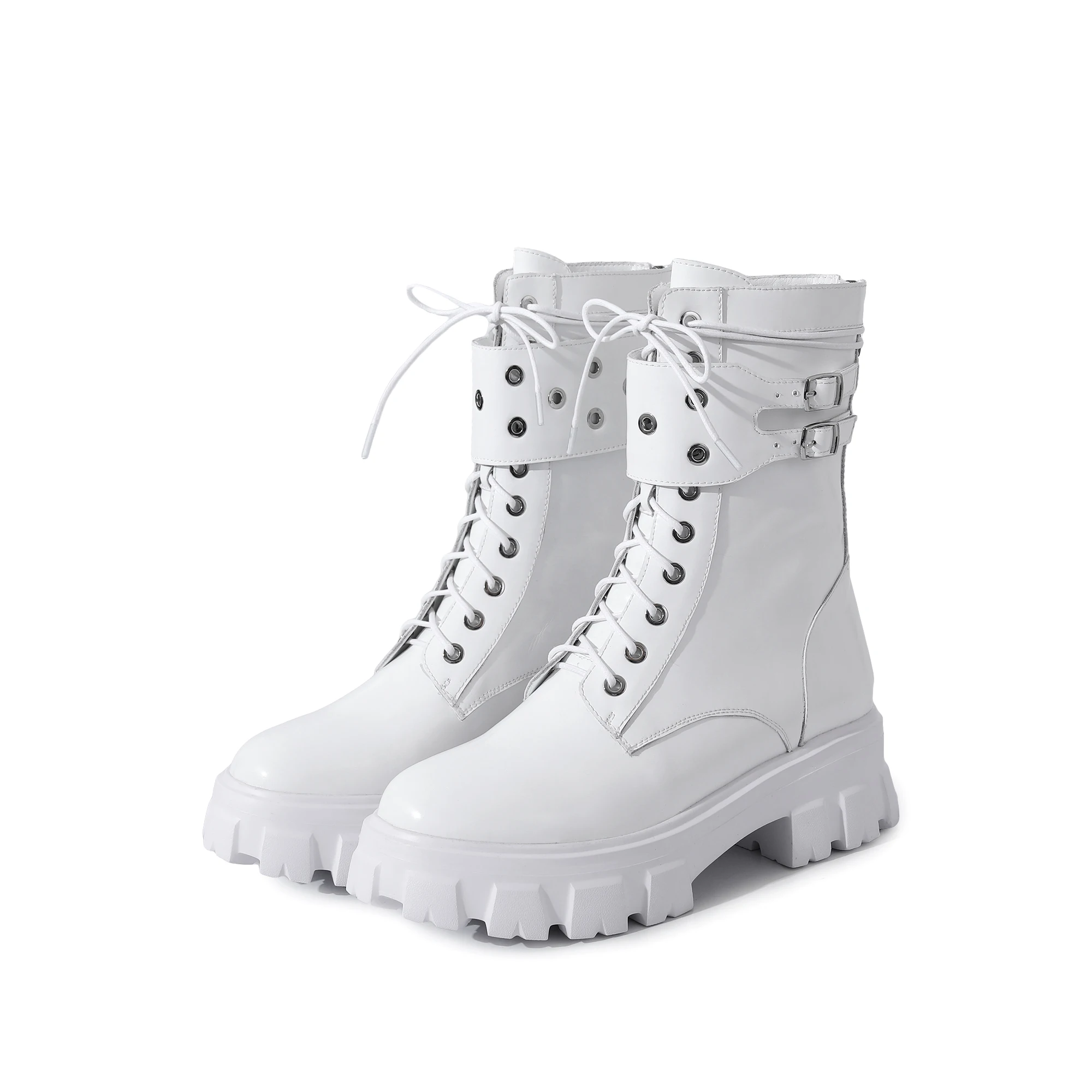 

Autumn Winter New British Style Leather Trifle-soled Belt Buckle Knight Boots Women's Boots Thick-soled Motorcycle Short Boots