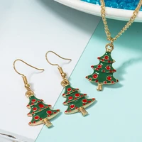 christmas suit fashion oil dripping christmas tree earrings necklace two piece set fashion women christmas and new year gifts