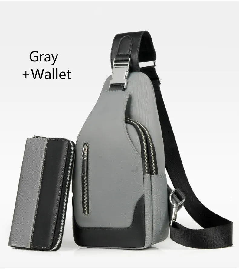 Gray suit Мужская сумка-мессенджер из водонепроницаемой ткани Оксфорд, нагрудные сумки через плечо, повседневные сумки через плечо, Мужская многофункциональная сумка с зарядкой через USB - Цвет: Gray suit