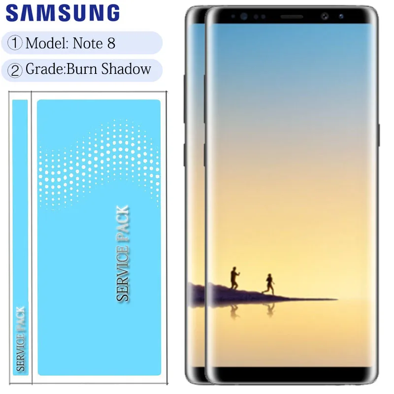 Оригинальный 6 3 ''ЖК дисплей с сжигать тени ЖК рамкой для SAMSUNG Galaxy Note 8 N9500 N950F N900D