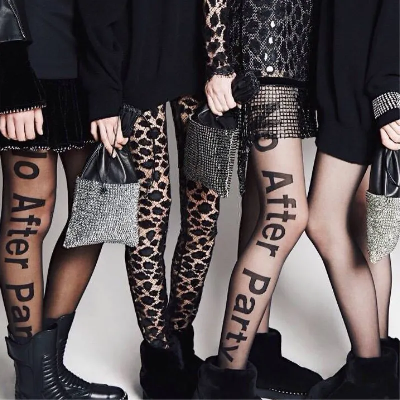 Женские колготки * шелковые Модные английские буквы &quotNo after вечерние&quot черные