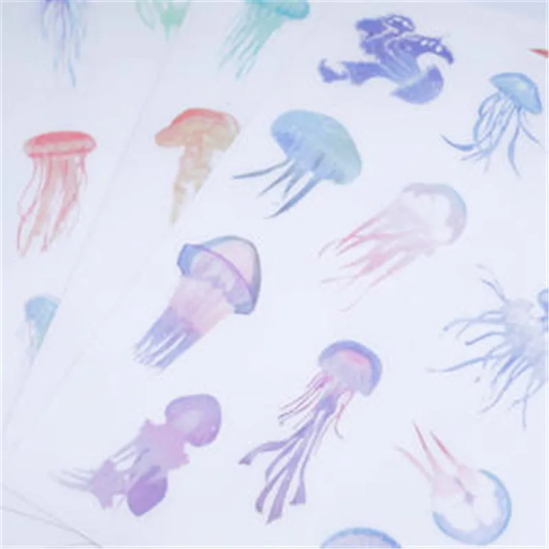 4 листа/партия прозрачные декоративные наклейки в виде Медузы|Канцелярские