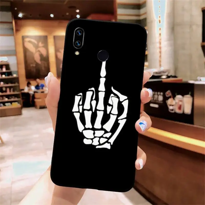 

Skeleton Middle Finger painting Phone Case For Xiaomi Redmi note 7 8 9 t k30 max3 9 s 10 pro lite
