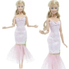 Элегантная розовая кружевная юбка рыбий хвост BJDBUS 1 с рисунком петли, бальное платье, тонкая вечерняя одежда без бретелек для Барби