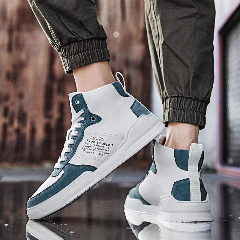 

Men Shoes Casual High Top Outdoor Sneakers Sports Shoes Flats Zapatos De Hombre Men PU Leather Luxury Shoes Men Walking Shoes