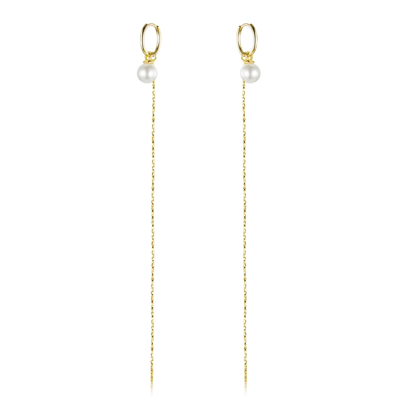 Жемчужные ювелирные изделия 925 пробы Серебряные длинные цепочки висячие серьги